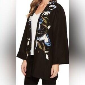 Vince Camuto Floral Black Kimono Cardigan